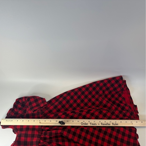 Remie Girl Buffalo Check Twirl Dress 3/4 Sleeve Ruffle Low Back Girls - Picture 6 of 6